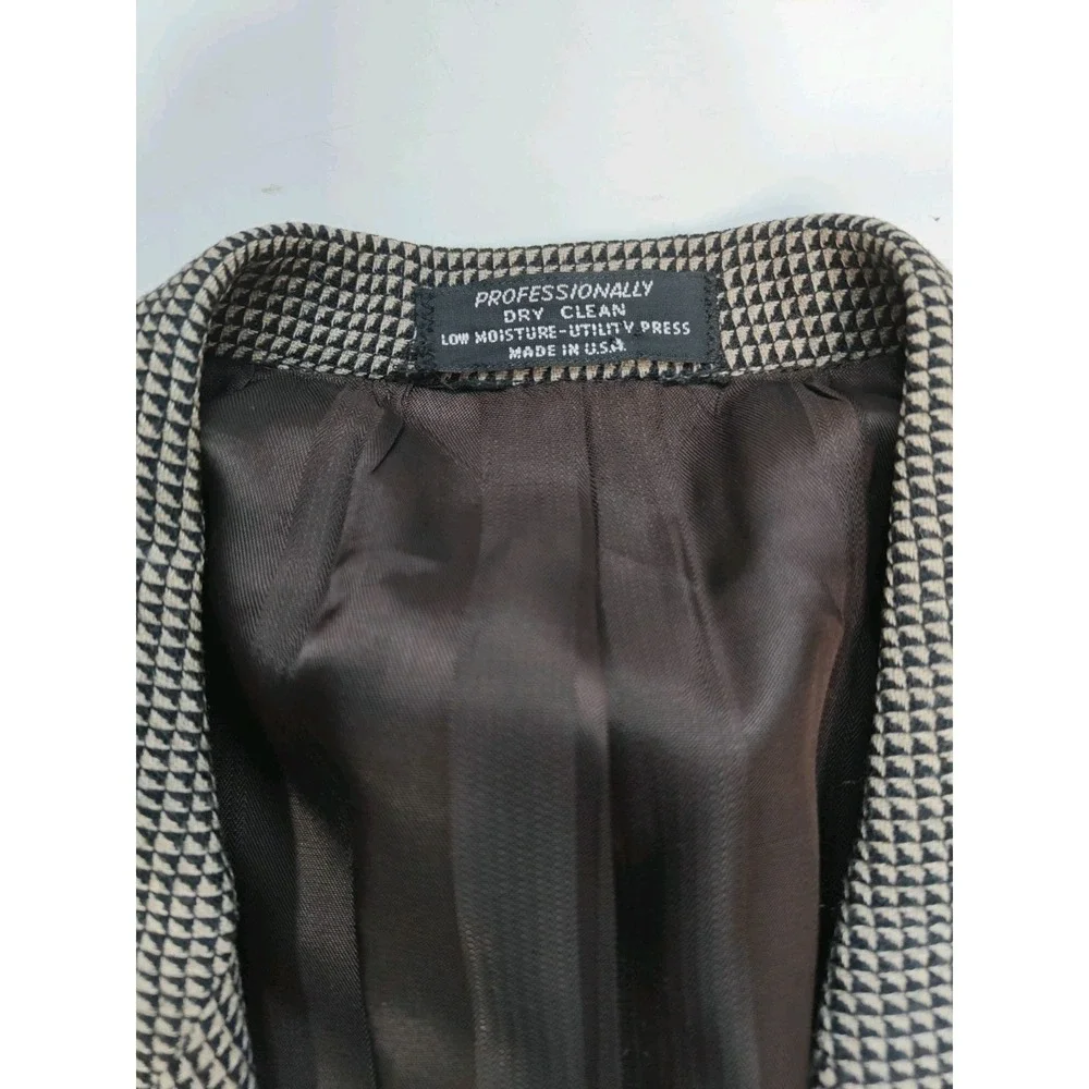 Vtg Nino Cerruti Mens Sports Coat 39R Beige Geometric Wool Blazer Made in USA